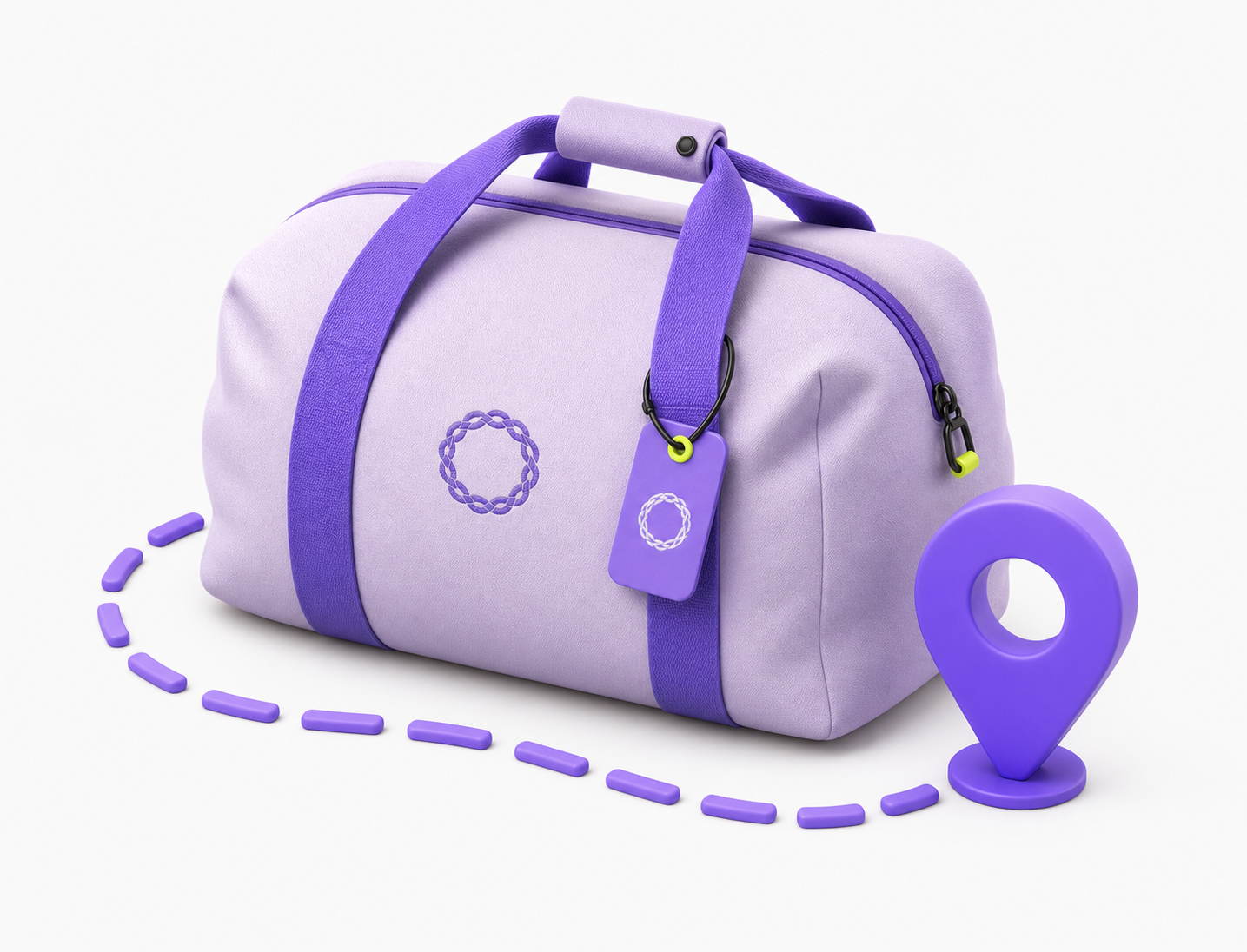 Premium 3D Garmenta bag with location pin, garment tag, and route indicator